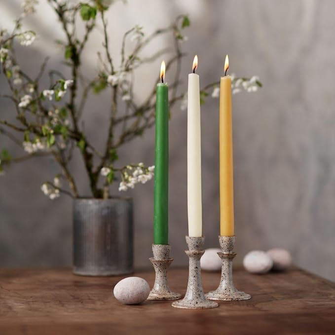 Big Dipper Wax Works Natural Honey Hand-Dipped Beeswax Taper Candles – 12” x 7/8”, 2-Pack, 100% Pure Beeswax, Long Burning, Clean, Cotton Wick, Handmade in USA, Home Décor & Wedding Candles