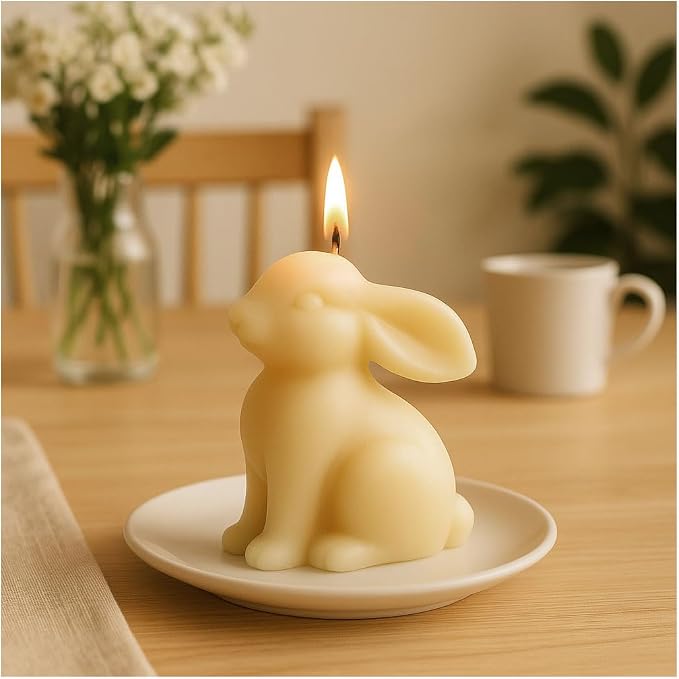 1pcs 2.6inch Bunny Silicone Molds for Soap Candle Making, 3D Animal Rabbits Reusable Silicone Molds for Wax, Chocolate DIY Molds (Bunny 1 Pack)