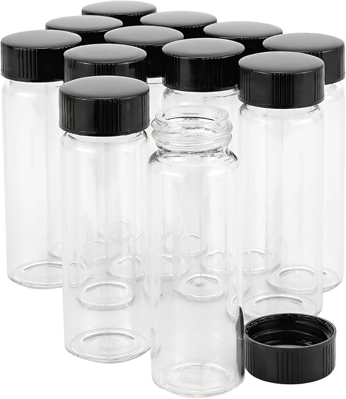 Kesell 12 Pack Glass Vials 30ml Vials With Screw Caps Borosilicate Glass Bottle Lab Vial