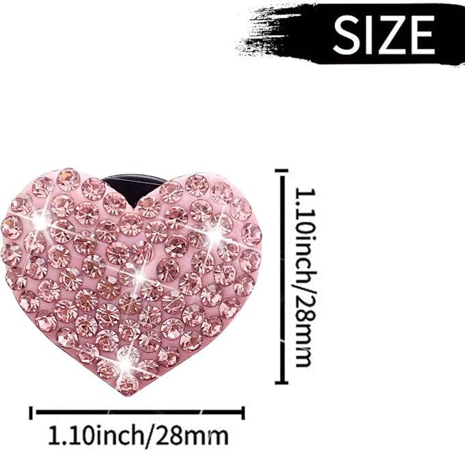 8-Pc Bling Heart Air Vent Clips, Crystal Heart Air Fresheners Vent Clip Rhinestone Car Decor - Cute Car Accessories for Women & Girls (Pink)