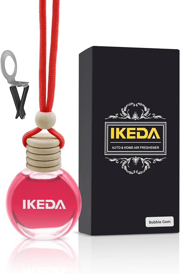 Ikeda Car Air Freshener: Hanging Car Smell Air Freshener | 10ml Hanging Car Perfume | Long Lasting Fragrance | Strong Scents Diffuser for Auto Home (Bubble gum)
