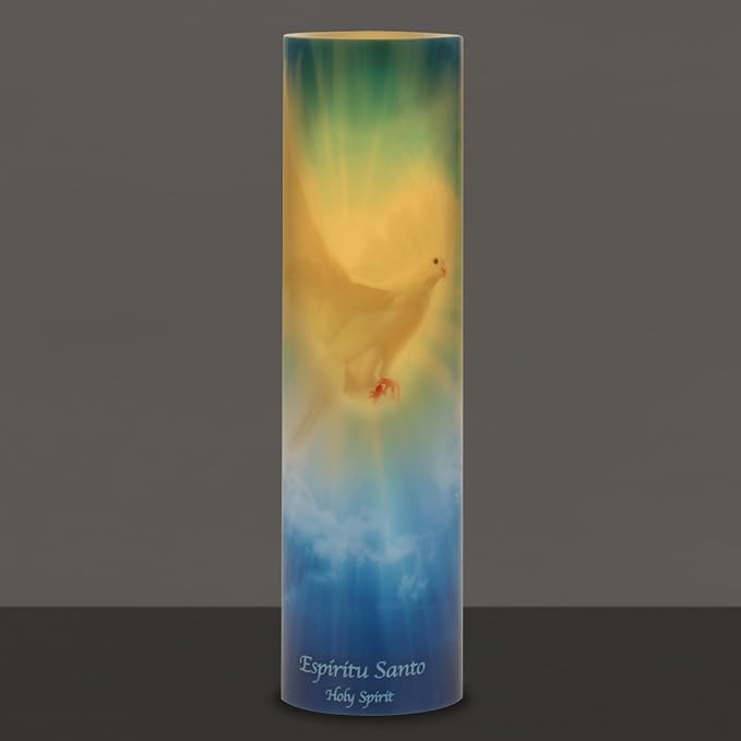 The Saints Collection Holy Spirit Flickering Lifelike LED Prayer Candle with Timer, Religious Home Decor, Gift Ideas for Friends and Family