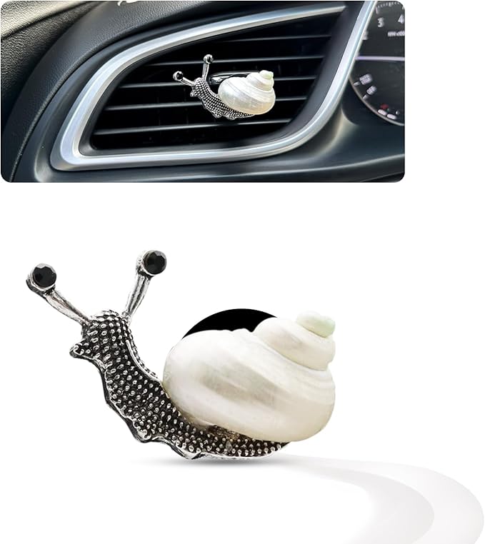 ORIESSE Snail Air Vent Clip Natural Conch Shell Made Car Air Freshener Outlet Clip Cute Animal Car Accessories for Women Refillable Car Diffusers Clips (Pearlescent)