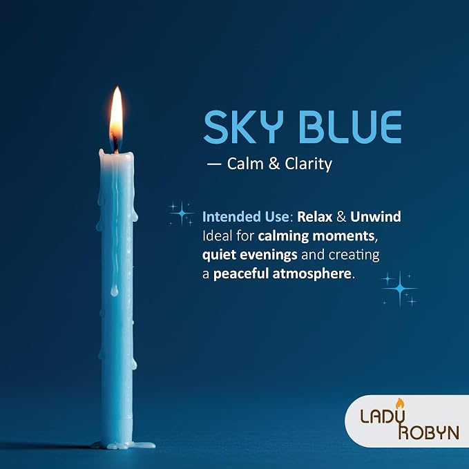 Box of 12 Sky Blue Candles | 4 inches Dripless Paraffin Wax Candles | Witchcraft Supplies for Your Personal Wiccan Altar, Spells, Charms & Intentions | Witchy Room Decor | Taper Candlesticks