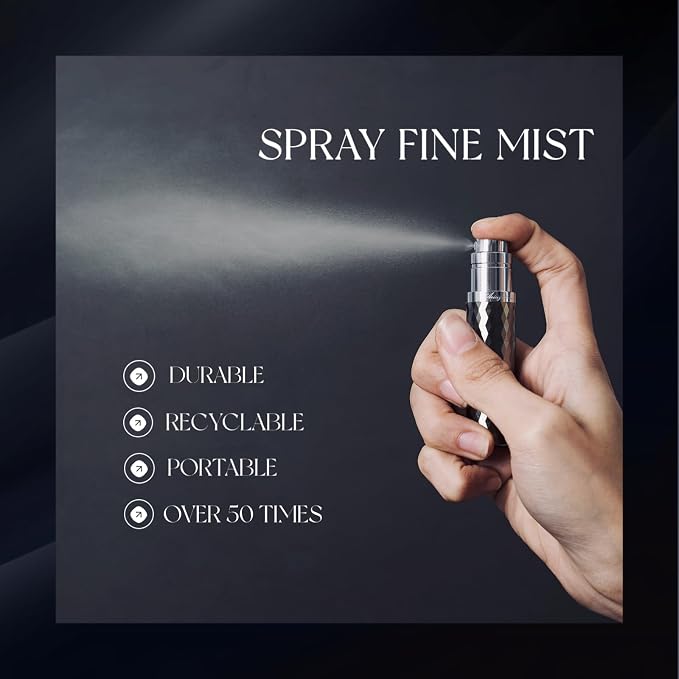 Travel Refillable Perfume Atomizer 0.17fl.oz/5ml. Cologne Pocket Recyclable Portable Sprayer Bottle. Mini Scent Pump Case Dispenser Perfume Container(GOLD)