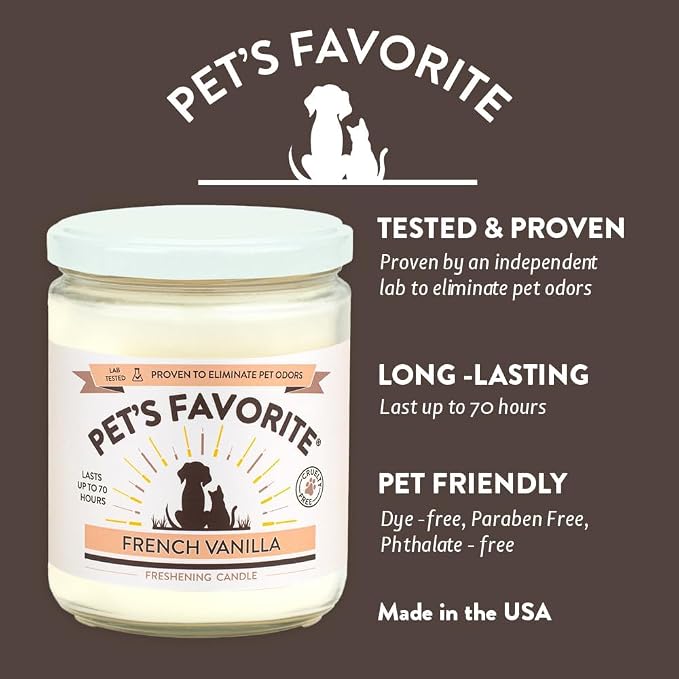 Pet's Favorite Pet Odor Candle, Clean Burning, Long Lasting Scented Candles with a Cotton Wick. (Calming Lavender/French Vanilla, Pack of 2)