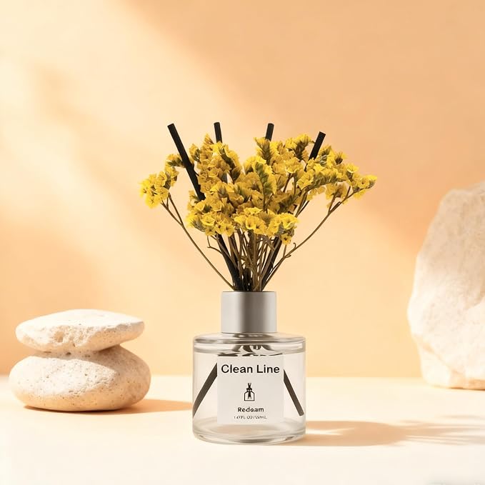 Reed Diffuser Set of 3 Pack, Linen Ocean Lavender Scented Oil Diffuser with 5 Sticks, Reed Diffuser for Home, Bathroom, Bathroom Air Freshener 1.7 FL.oz Each