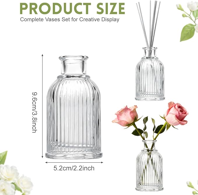 Glass Diffuser Bottles 3.8 High 100ml 3.4 Fl Oz Round Aroma Bottles Diffusers Vase Fragrance Accessories Use for DIY Replacement Reed Diffuser Sets Craft Projects Wedding Party