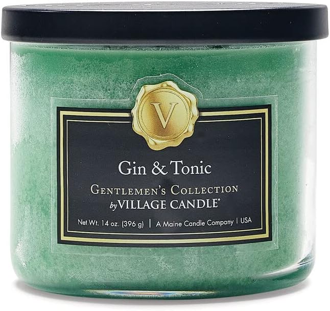Village Candle Gin & Tonic Medium Bowl, 14 Ounce, Light Green