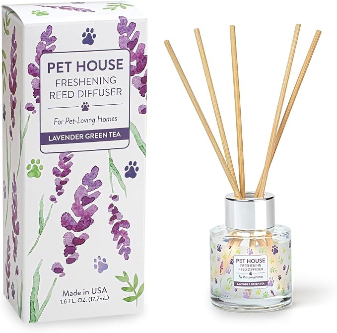 Pet House Lavender Diffuser - Long Lasting Pet Friendly Reed Diffusers for Home - Lavender Green Tea