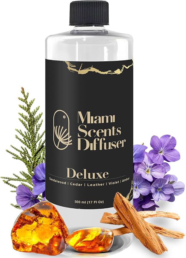 Deluxe Silk Essential Oil Refill Luxury Hotel Inspired - Long Lasting Aroma for Home Office Diffuser, 500ml Fresh Blend of Amber, Viole,t Cedar, Leather Sandalwood, Scent for Spa Wellness Aromatherapy