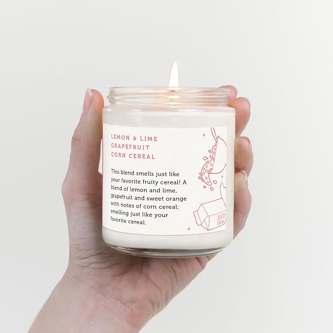 CE CRAFT Cereal Milk Scented Candle - Fruit Loops Scented Candle, Funny Gift for Her, 8 Ounce Glass Jar Candle, 50+ Hour Burn Time