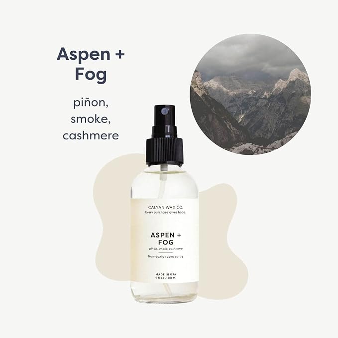 Calyan Wax Co. Aspen & Fog Room Spray - Clean Air Freshener - Natural Room Deodorizer - Air Freshener Spray for Home - 4 fl oz