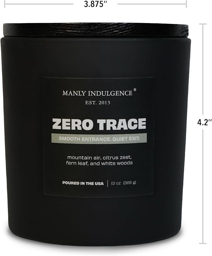 Manly Indulgence Zero Trace Scented Candle, 2 Wick, 13 oz, Premium Soy Blend Wax, Candles for Home Scented - Made in The USA