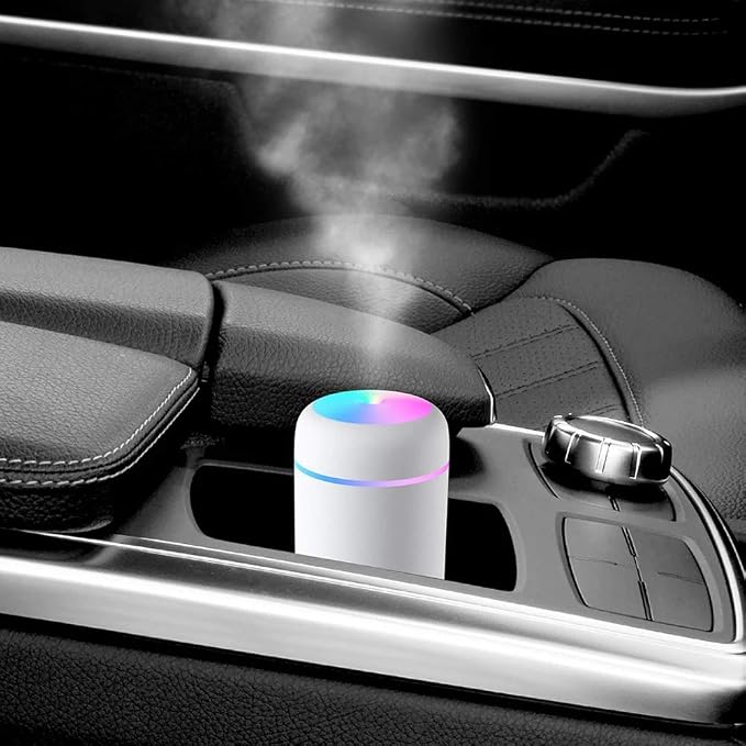 2 in 1 USB Electric Aromatherapy Oil Diffuser Ultrasonic Air Humidifier Mist Maker with Colorful Light for Home Office and Car (Grey)