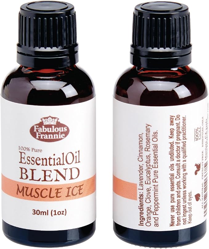 Fabulous Frannie 30ml 100% Pure Essential Oil Blend Muscle Ice Made with Cinnamon, Eucalyptus, Clove Bud, Lavender, Orange and Peppermint Essential Oils.