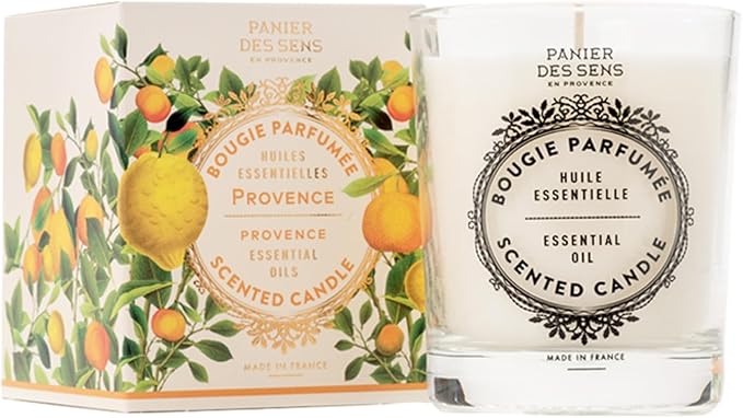 Panier des Sens Citrus Candle - Hand-Poured in Provence, France - Long Lasting Scented Candles - up to 55 Hours Burn Time - Citrus Scented Candle - 100% Natural Cotton Wick - 6.3 oz