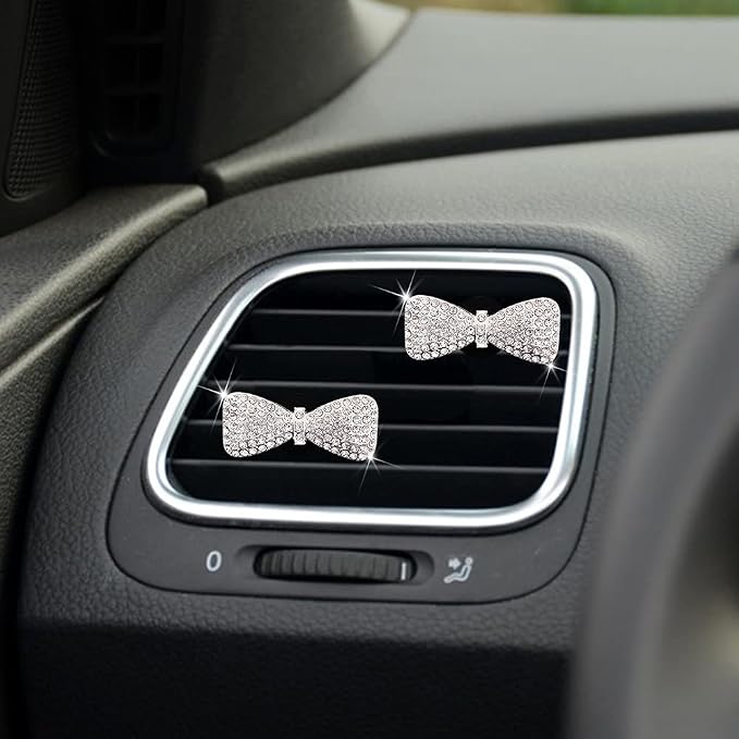 Car Decor Fresheners For Women Bling Accessories Air Outlet Decoration Aromatherapy Vent Clip Charm Freshener Set of 2,Bows