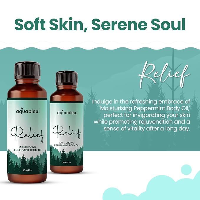 Peppermint Massage Oil – Aromatherapy Blend for Refreshing Relief – 80ml Bottle – Energizing and Rejuvenating – Great Gift for Women