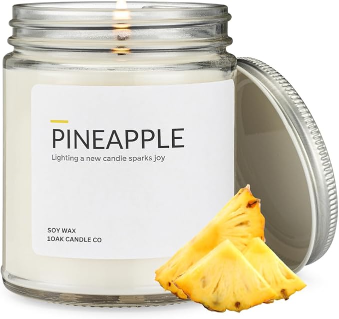 1OAK Pineapple Candle - Tropical Candle - Soy Wax Scented Candles (Pineapple) - Soy Candles for Home Scented - Hand-Poured (7oz.)