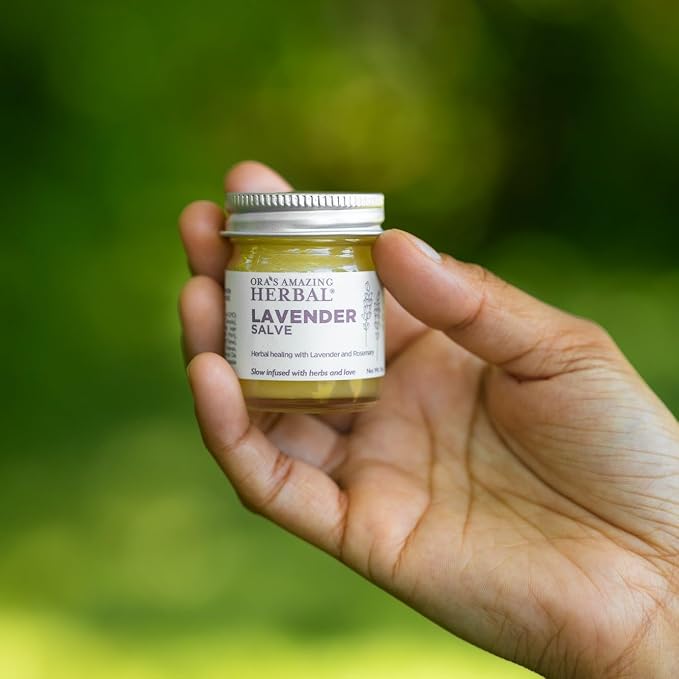 Ora's Amazing Herbal Lavender Salve Ointment with Lavender & Rosemary Essential Oils, Moisturizing Skin Balm & Hand Salve for Dry Skin, Soothing Massage Balm with Coconut Oil Calendula Comfrey, 1 oz