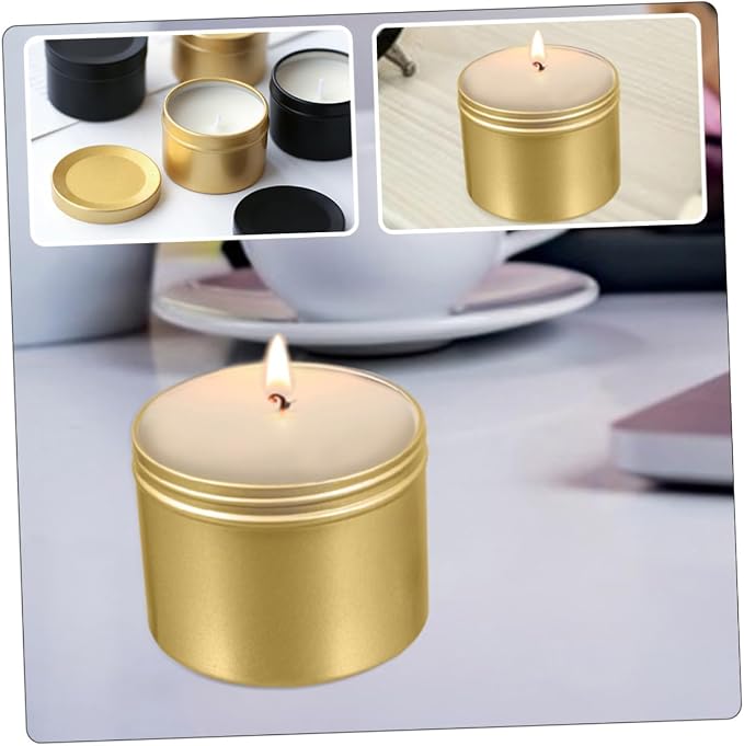 CORHAD 4pcs Aluminum Alloy Candle Jars Lids Scented Candle Holders Portable Travel Storage Containers for Tealight for and Weddings