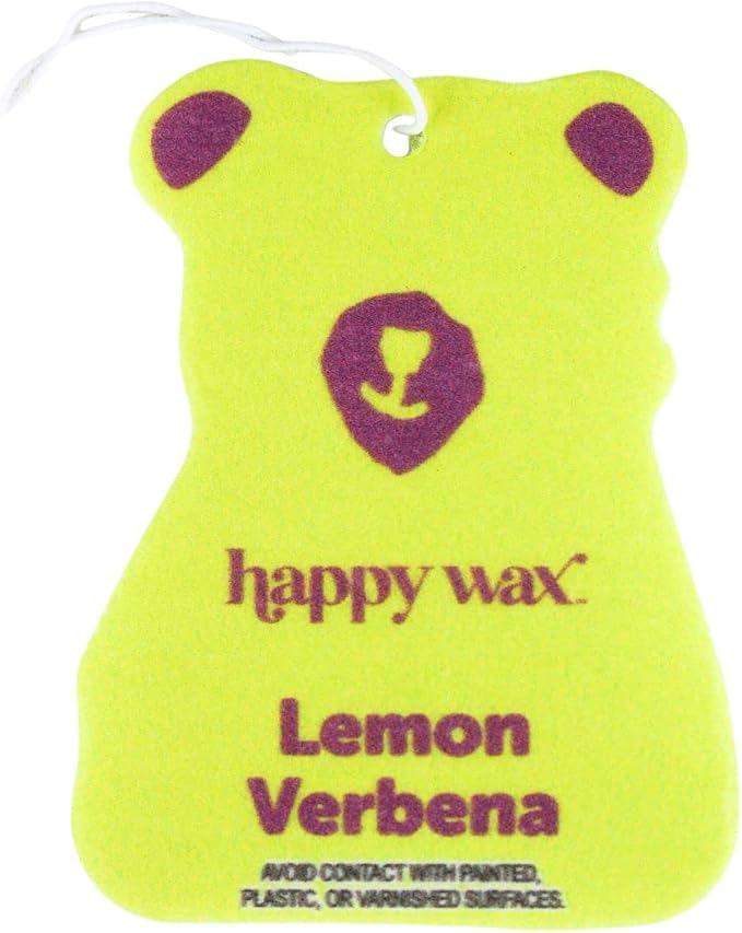 Happy Wax Lemon Verbena Hanging Car Cub Air Freshener - Scented and Infused with Natural Essential Oils - Cute 4-Pack
