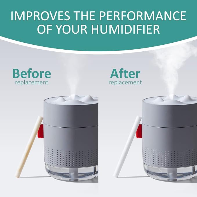 Humidifier Cotton Stick Filter Replacement, Portable Refill Sponges, Compatible with H2O, GENIANI, USB, Travel Humidifiers for Office, Car, Bedroom, Small Diffuser (Pack of 10)