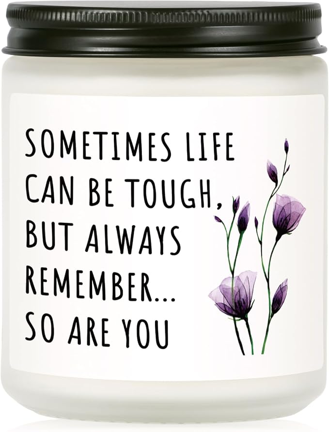 Shqiueos Get Well Gifts for Women, Inspirational Candle 7oz, Cancer Care Gifts for Women, Sympathy Gift, Cheer up, Comfort, Surgery Recover, Encouragement Lavender Scented Handmade Candle
