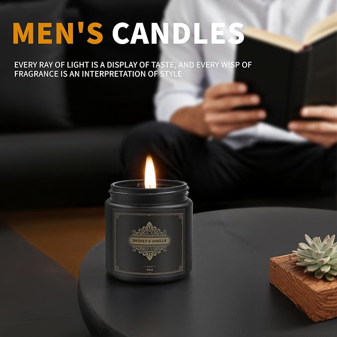 Gifts for Men,6 Pack Scented Candles for Men, Scented Candles Set Soy Candles for Home Him,Father's Day Gifts, Scents of Rosemary/Fresh Rose/Cedar Teak/Grapefruit/Rose & Pomegranate Berry/Fig