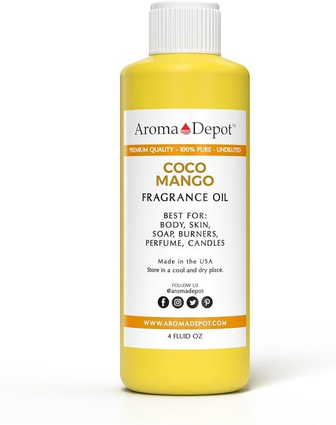 Aroma Depot 4 oz / 4 Ounce Coco Mango Unisex Perfume/Body Oil Our Interpretation, Premium Quality Uncut Fragrance Oil Soap, Candle Making & Incense