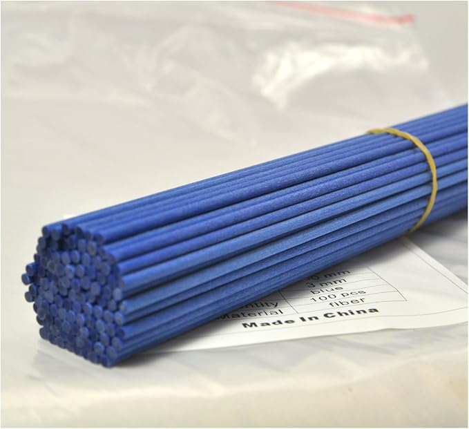 100 Pieces Fiber Reed Diffuser Replacement Refill Sticks (8" x 3mm, Blue)