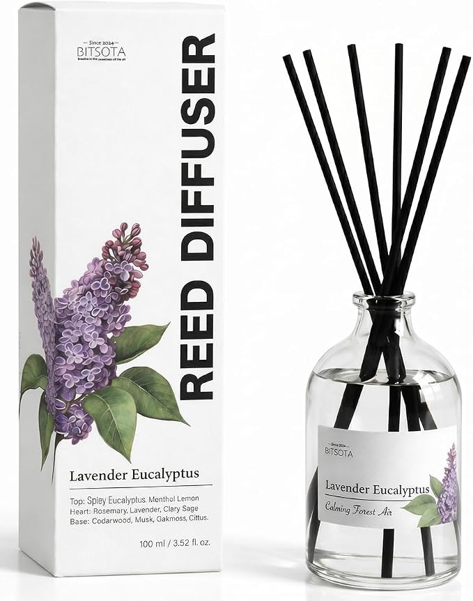 Reed Diffuser Set for Bathroom & Home, Long Lasting Essential Oil Aroma, Glass Bottle Home Fragrance with Sticks, Ideal Gift for Woman