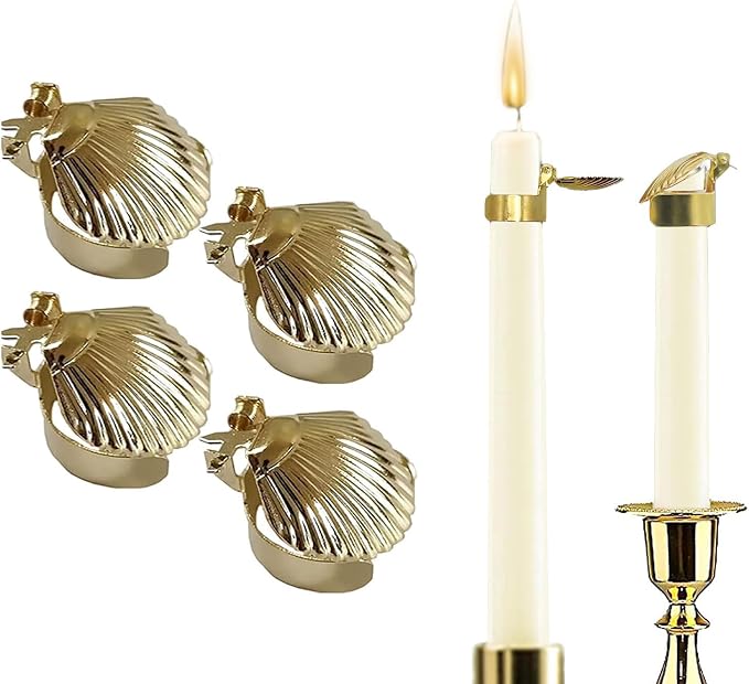 4pcs Candle Snuffer, Automatic Fire Extinguishing Candle Snuffer Clip On Kit, Candle Safety Guard, Wick Flame Snuffer for Putting Out Candle,Candle Accessories- 4 Pcs (Scallop)