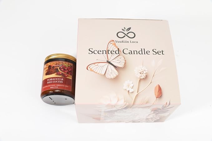 Soy Candles for Home Scented, 4-Pack Gift Set | Amber Sandalwood and Apple Vanilla, 50 Hour Long Burn, Cotton Wick, Aromatherapy, Gifts for Women Mom Birthday Christmas