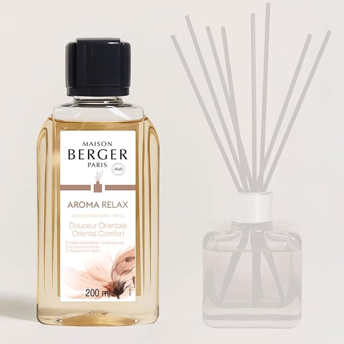 MAISON BERGER Reed Diffuser Refill, 200 ml, Aroma Relax | Fragrance Refill for Reed and Ceramic Diffusers, Passive Diffusion, ~6 Weeks, No Flame or Electricity, Made in France