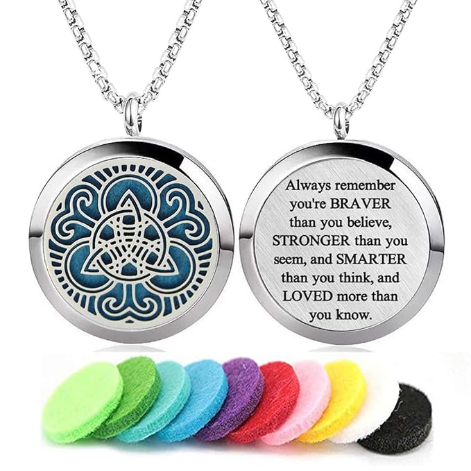 Aromatherapy Essential Oil Diffuser Necklace Stainless Steel lnspirational Locket Pendant(Celtic Knot)