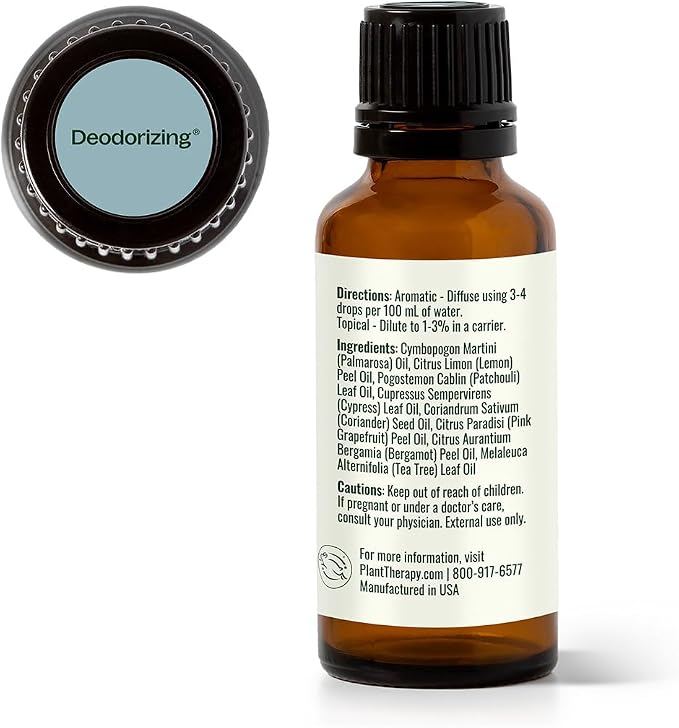 Plant Therapy Deodorizing Essential Oil Blend 30 mL (1 oz) 100% Pure, Undiluted, Therapeutic Grade