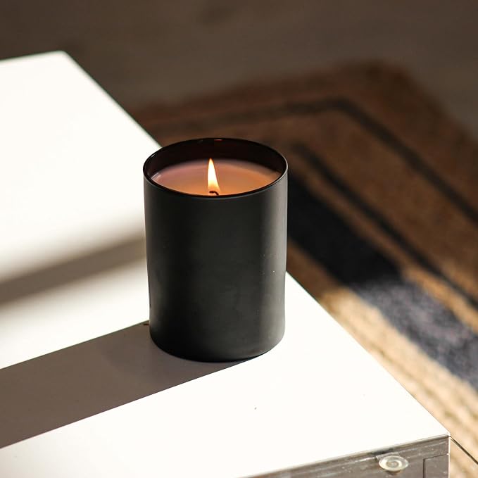 Calyan Wax Co. Rose & Peony Scented Candle - 75 Hour Burn - Luxury Clean Soy Wax Candles - Long Lasting Black Tumbler Jar Candle for Home - 10.2oz