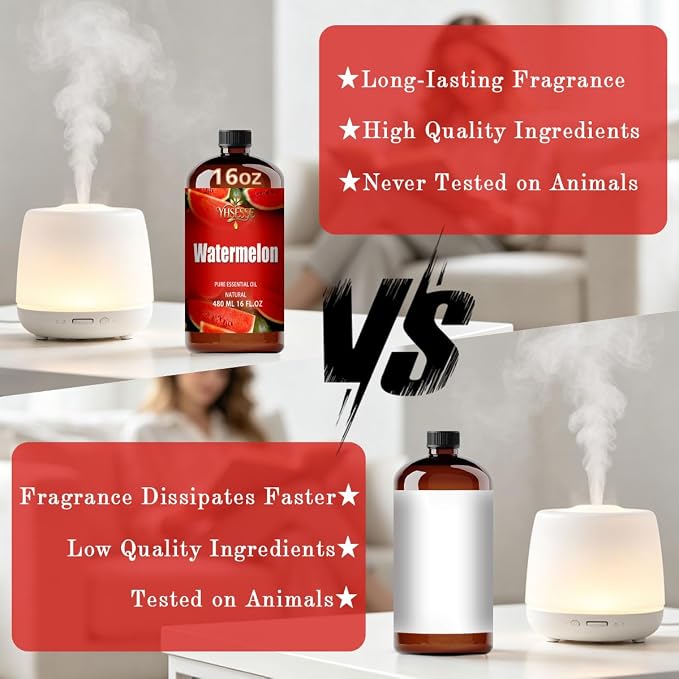 Watermelon Essential Oil, Watermelon Oil 16 Fl Oz 480ml for Diffuser Yoga Soap & Candle Making – with 0.33 Oz Roller Ball & Funnel YHSESSE Essential Oils