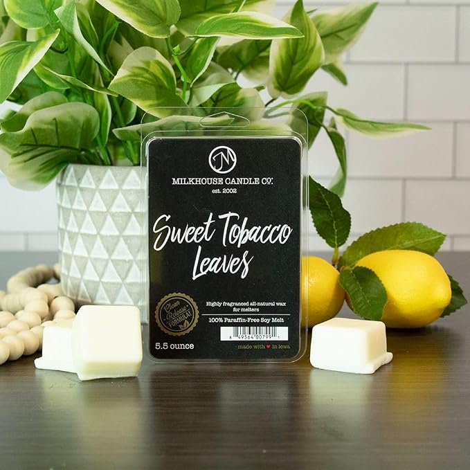 Milkhouse Candle Company Sweet Tobacco Leaves Wax Melts - Honey | Tobacco | Teakwood Scented - 5.5 oz, Hand-Poured, Made in the USA