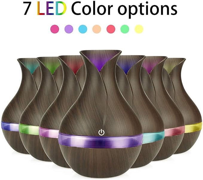 Essential Oil Diffuser 10 Hours One-Fill Diffuser Electronic Ultrasonic Humidifier Aromatherapy Home Essential Oil Cool Mist with 7 Color Lights Auto Shut-Off - 300ML