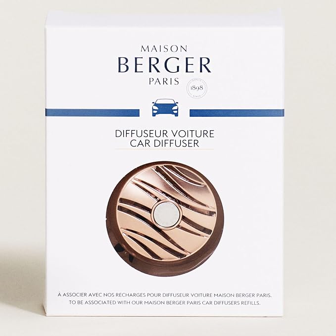 MAISON BERGER Car Diffuser, Pink Copper, No Refill Included | Holder Only, Refill Sold Separately, Passive Diffusion, Made in France
