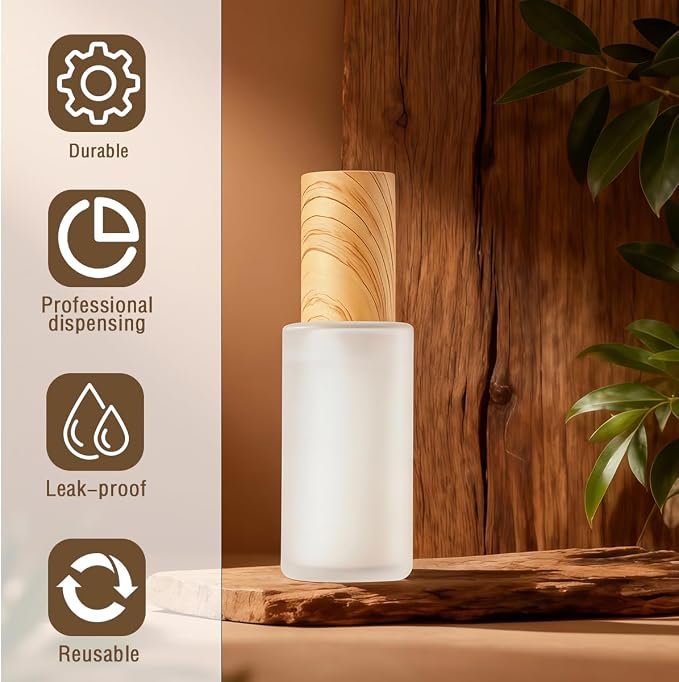 3Pcs 60ml 2oz Matte Glass Pump Bottles Travel Pump Bottle Lotion Bottle Travel Container Soap Dispenser Toiletries Bottle Containers with Plastic Lid for Shampoo Cream Liquid Essential Oils