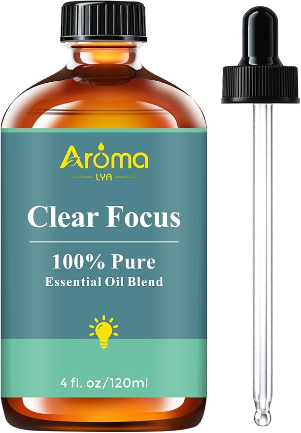 Clear Focus — A 100% Pure Essential Oil Blend, Cool-Citrus Herbal Blend that Keeps The Mood Alert and Focused, Fresh—Never Tense, Essential Oils for Diffusers for Home