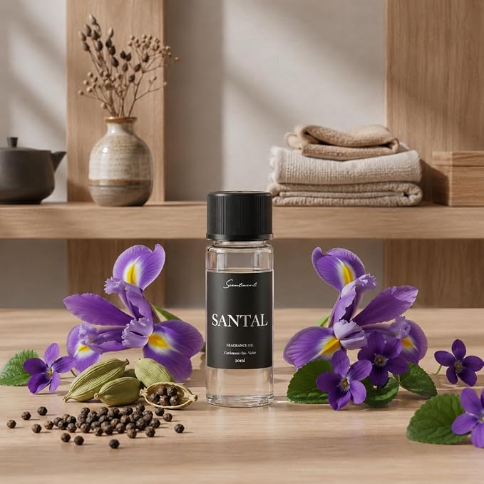 Scentiment Santal Diffuser Oil - Premium Hotel Scent with Notes of Cardamom, Cucumber, & Mint Home Scent, Aromatherapy Fragrance Oil Diffuser Refill - 0.68 fl oz (20 mL)