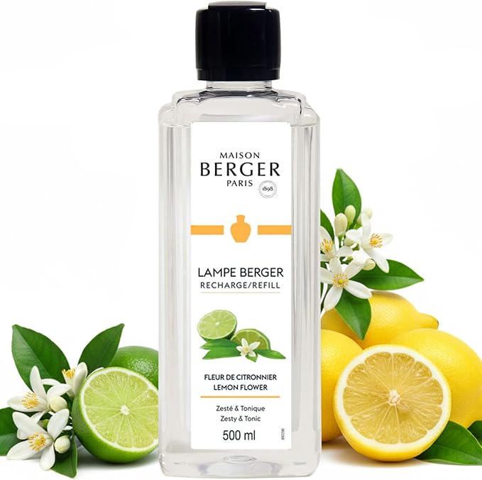 MAISON BERGER Lampe Berger Refill, 500 ml, Lemon Flower | Catalytic Lamp Fragrance Refill, Helps Neutralize Odors, ~80 h Fragrance Diffusion, Made in France