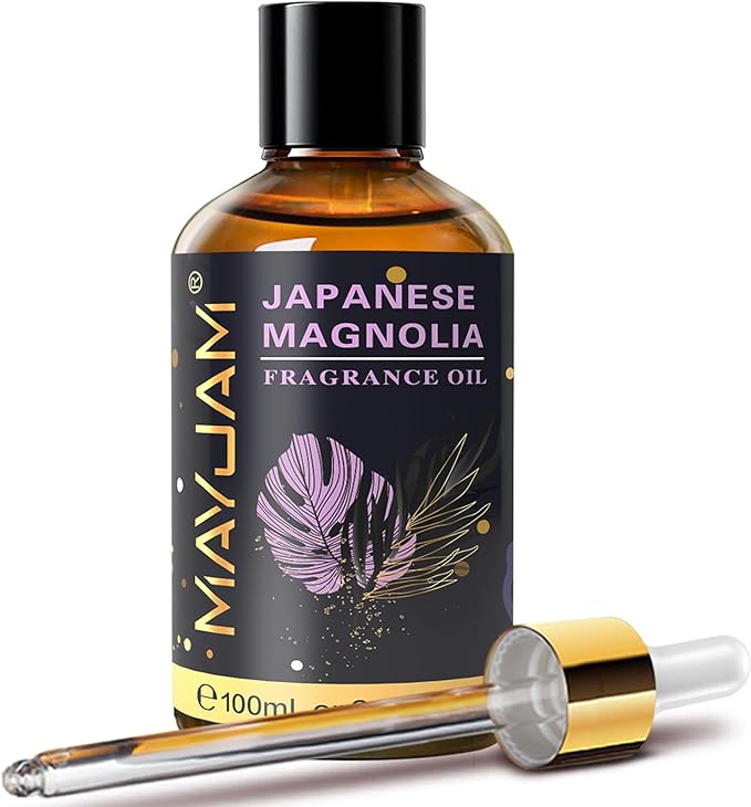 MAYJAM 100ML/3.38FL.OZ Japanese Magnolia Fragrance Oils with Glass Dropper, Essential Oils for Diffusers, Long Lasting Scented Oils for Soap Candle Making