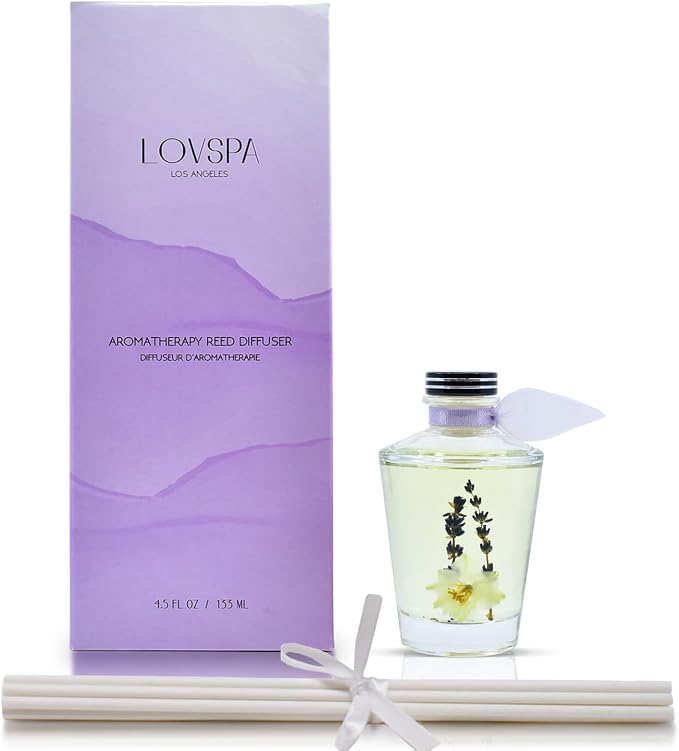 Reed Diffuser Set, Sleep Lavender Vanilla Scented Oil Diffuser with Sticks, Home Fragrance Accessories for Bathroom Shelf Decor, Aroma Diffusers for Home or Office Desk, USA Made