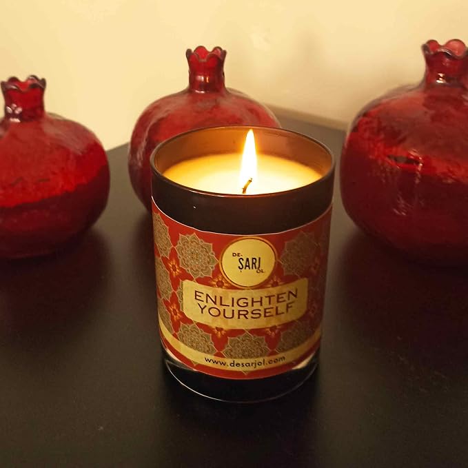 Handmade Glass Ottoman Organic Bath Soap Scent Glass Candle 14oz 100 Hour Long-Burning, Highly Scented, Natural Beeswax & Essential Oils Candle for Home, Stress Relief & Aromatherapy (Red)